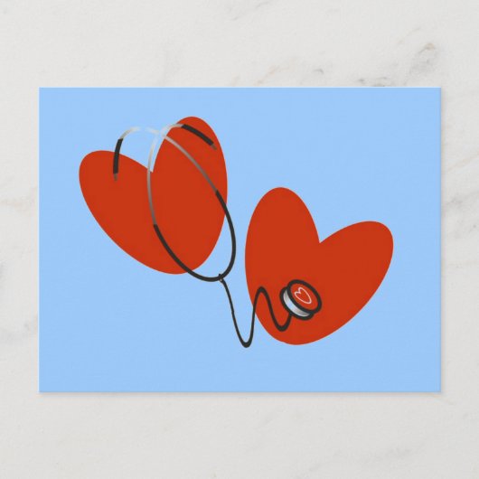 Carte Postale T-shirts et cadeaux Hearts and Stethoscope (Devant)