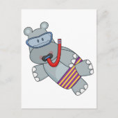 Carte Postale T-shirts et cadeaux Hippo Snorkeler (Devant)