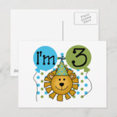 Carte Postale T-shirts et cadeaux Lion 3e anniversaire (Devant / Derrière)