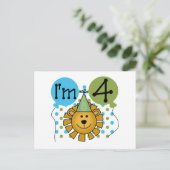 Carte Postale T-shirts et cadeaux Lion 4th Birthday (Debout devant)