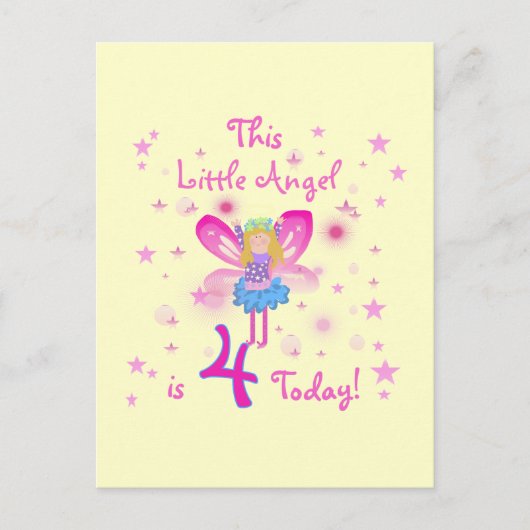 Carte Postale T-shirts et cadeaux Little Angel 4th Birthday (Devant)