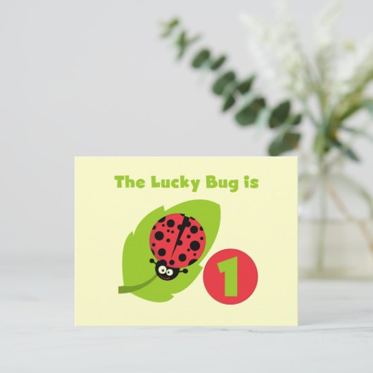 Carte Postale T-shirts et cadeaux Lucky Bug 1er anniversaire (Debout devant)