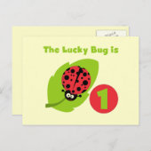 Carte Postale T-shirts et cadeaux Lucky Bug 1er anniversaire (Devant / Derrière)