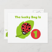 Carte Postale T-shirts et cadeaux Lucky Bug 1er anniversaire (Devant / Derrière)