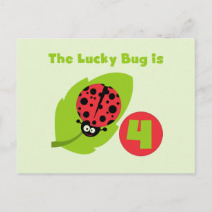 Carte Postale T-shirts et cadeaux Lucky Bug 4th Birthday