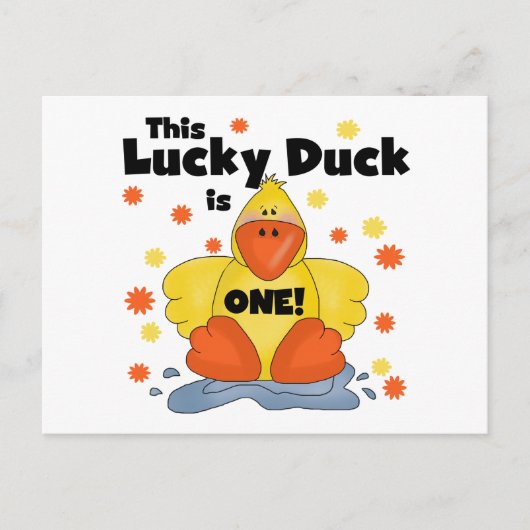 Carte Postale T-shirts et cadeaux Lucky Duck 1er Anniversaire (Devant)