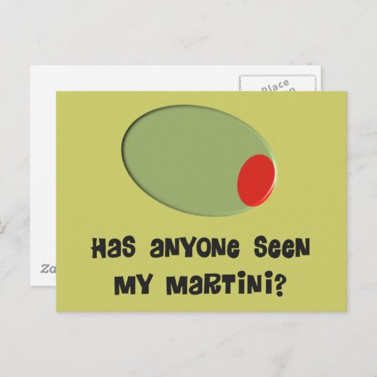Carte Postale T-shirts et cadeaux Martini Drinkers Olive Design (Devant / Derrière)
