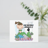 Carte Postale T-shirts et cadeaux Mermaid 4th Birthday (Debout devant)