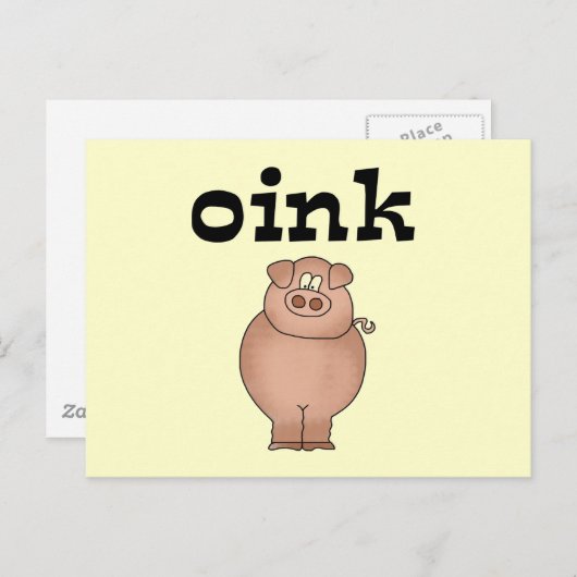 Carte Postale T-shirts et cadeaux Oink Pig (Devant / Derrière)