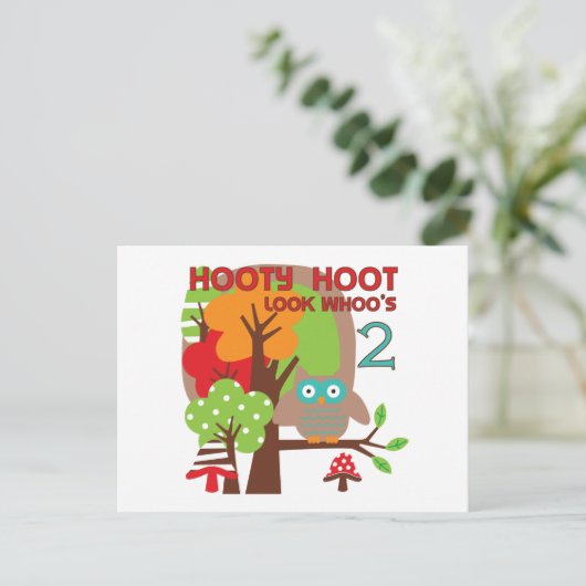 Carte Postale T-shirts et cadeaux Owl 2nd Birthday (Debout devant)