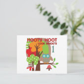 Carte Postale T-shirts et cadeaux Owl First Birthday (Debout devant)