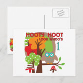 Carte Postale T-shirts et cadeaux Owl First Birthday (Devant / Derrière)