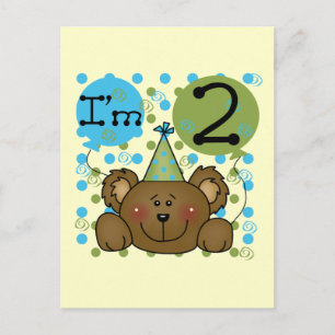 Carte Postale T-shirts et Cadeaux pour les 2 ans d'un Ours en Pe
