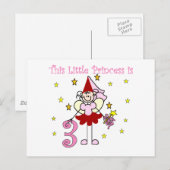 Carte Postale T-shirts et Cadeaux pour les 3 ans de la Princesse (Devant / Derrière)