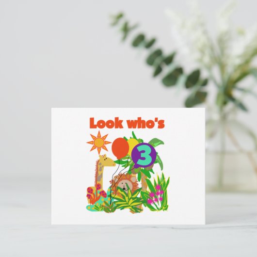 Carte Postale T-shirts et cadeaux pour les 3 ans Safari (Debout devant)