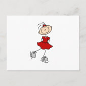 Carte Postale T-shirts et cadeaux pour patineuse rouge (Devant)