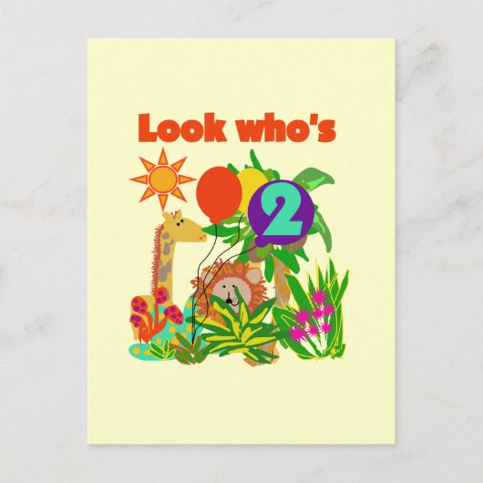Carte Postale T-shirts et cadeaux Safari 2e anniversaire (Devant)