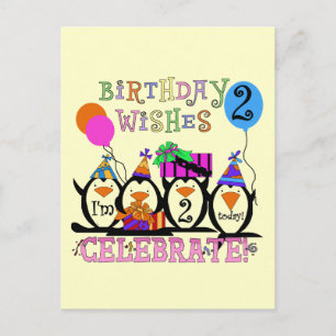 Carte Postale T-shirts et cadeaux Silly Penguins 2e anniversaire