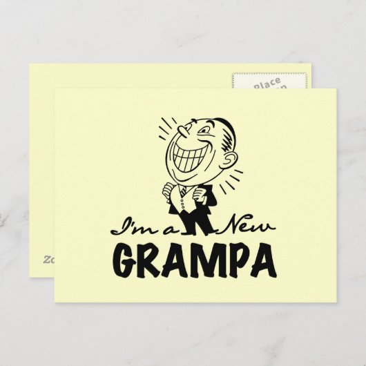 Carte Postale T-shirts et cadeaux souriants New Grampa (Devant / Derrière)