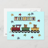Carte Postale T-shirts et cadeaux Teddy Bear Train (Devant / Derrière)