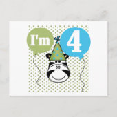 Carte Postale T-shirts et cadeaux Zebra 4e anniversaire (Devant)