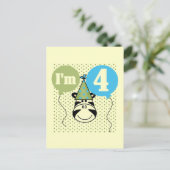 Carte Postale T-shirts et cadeaux Zebra 4e anniversaire (Debout devant)