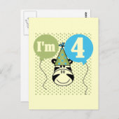 Carte Postale T-shirts et cadeaux Zebra 4e anniversaire (Devant / Derrière)