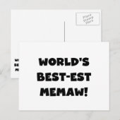 Carte Postale T-shirts noir et blanc du Meilleur-est Memaw du (Devant / Derrière)