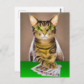 Carte Postale Tabby Cat Jouer Poker (Devant / Derrière)