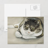 Carte postale Tabby Cat Original Art (Devant / Derrière)