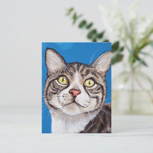 Carte Postale Tabby Cat Peinture (Debout devant)