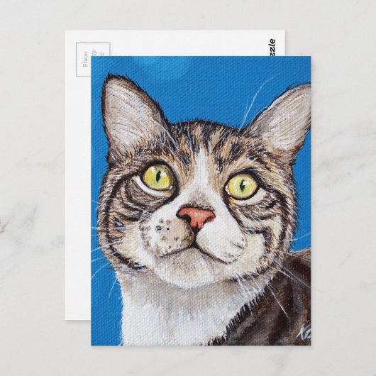 Carte Postale Tabby Cat Peinture (Devant / Derrière)