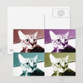Carte Postale Tabby Cat - Pop Art (Devant / Derrière)
