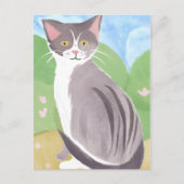 Carte Postale Tabby Gris | Peinture aquarelle (Devant)