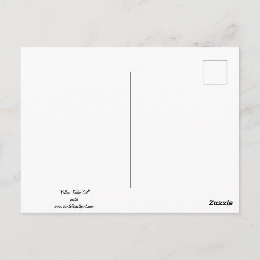 Carte Postale Tabby Jaune Chat Pastel Art (Dos)