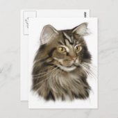 Carte Postale Tabby noir Maine Coon Cat (Devant / Derrière)