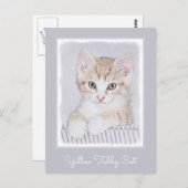 Carte Postale Tabby Orange Kitten Peinture - Art Chat original (Devant / Derrière)