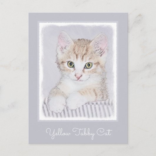 Carte Postale Tabby Orange Kitten Peinture - Art Chat original (Devant)