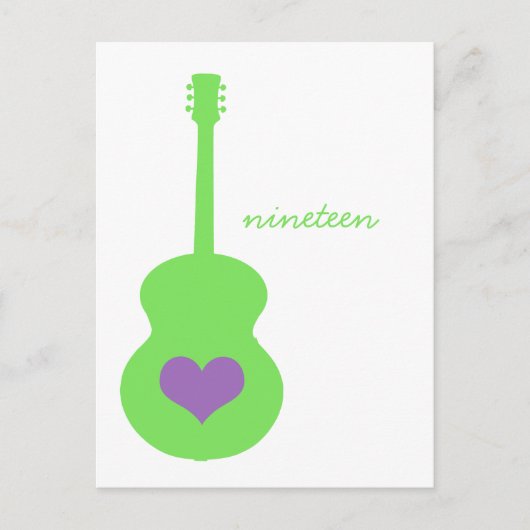 Carte postale Table Coeur Guitare Vert/Violet (Devant)