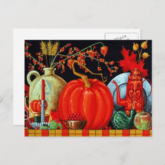 Carte Postale Table de fête d'automne (Devant / Derrière)