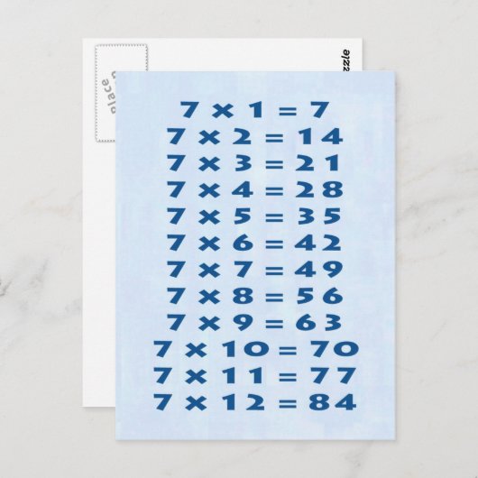 Carte postale table de multiplication de 7 (Devant / Derrière)