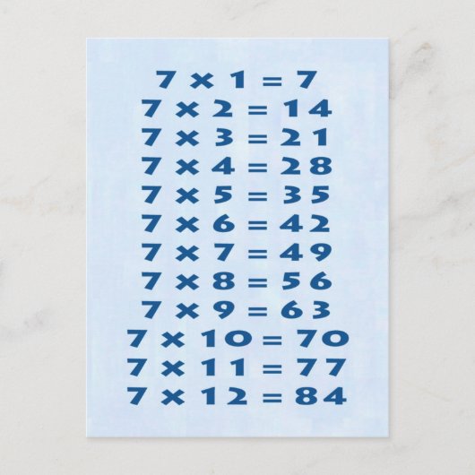 Carte postale table de multiplication de 7 (Devant)