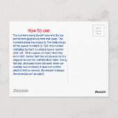 Carte Postale Table de multiplication de l'enseignant de hibou (Dos)