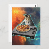 Carte Postale Table de son de jockey de disque Cat dj (Devant / Derrière)