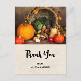 Carte Postale Table de Thanksgiving Récolte Abondante Merci
