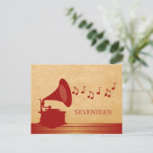 Carte postale Table Gramophone Vintage rouge (Debout devant)