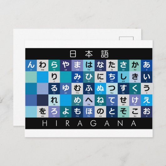 Carte Postale Table japonaise Hiragana (Devant / Derrière)