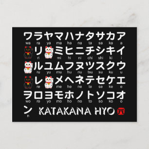 Carte Postale Table Katakana japonaise (Lucky Cat)