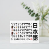 Carte Postale Table Katakana japonaise (Lucky Cat) (Debout devant)