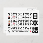 Carte Postale Table Katakana japonaise (Lucky Cat) (Devant / Derrière)